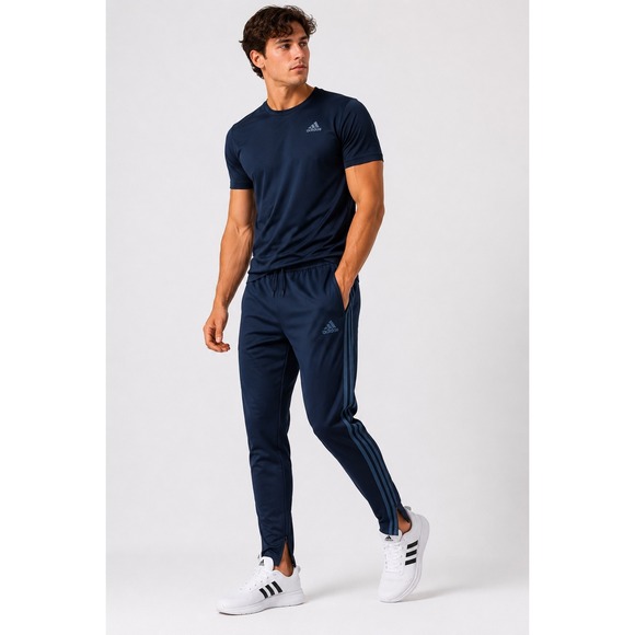 adidas Other - Adidas Track Pants Mens Medium Navy Blue Primegreen 3-Stripe Ankle Zip Joggers
